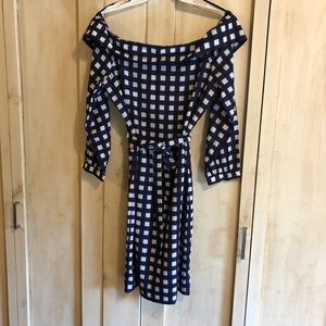 NWT Banana Republic Off Shoulder Gingham Dress: M